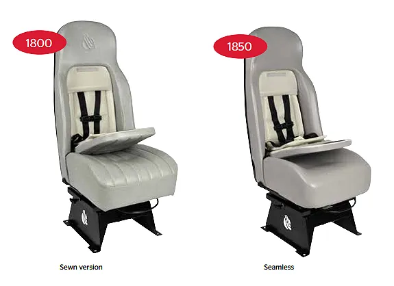 EVS 1800 sewn seat beside the 1850 seamless seat